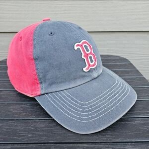 VTG Boston Red Sox MLB Twins Enterprise Fitted Hat Ball Cap Blue Red Large